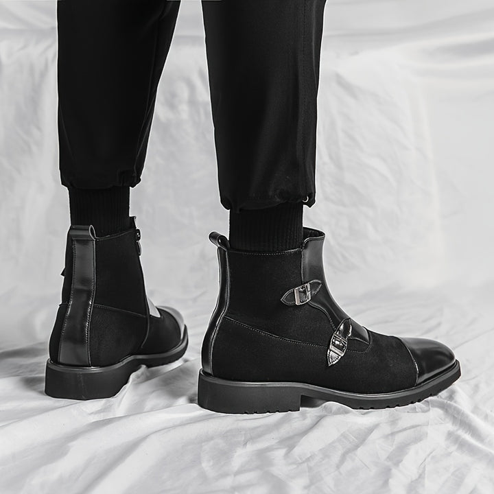 PHILIP BARRINGTON HIGH-TOP LEATHER MONK STRAP BOOTS