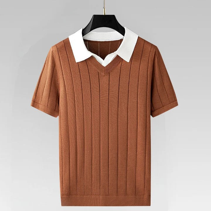 VICTOR LANCASTER LAYERED KNIT POLO