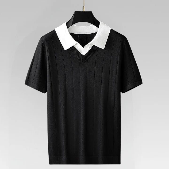 VICTOR LANCASTER LAYERED KNIT POLO