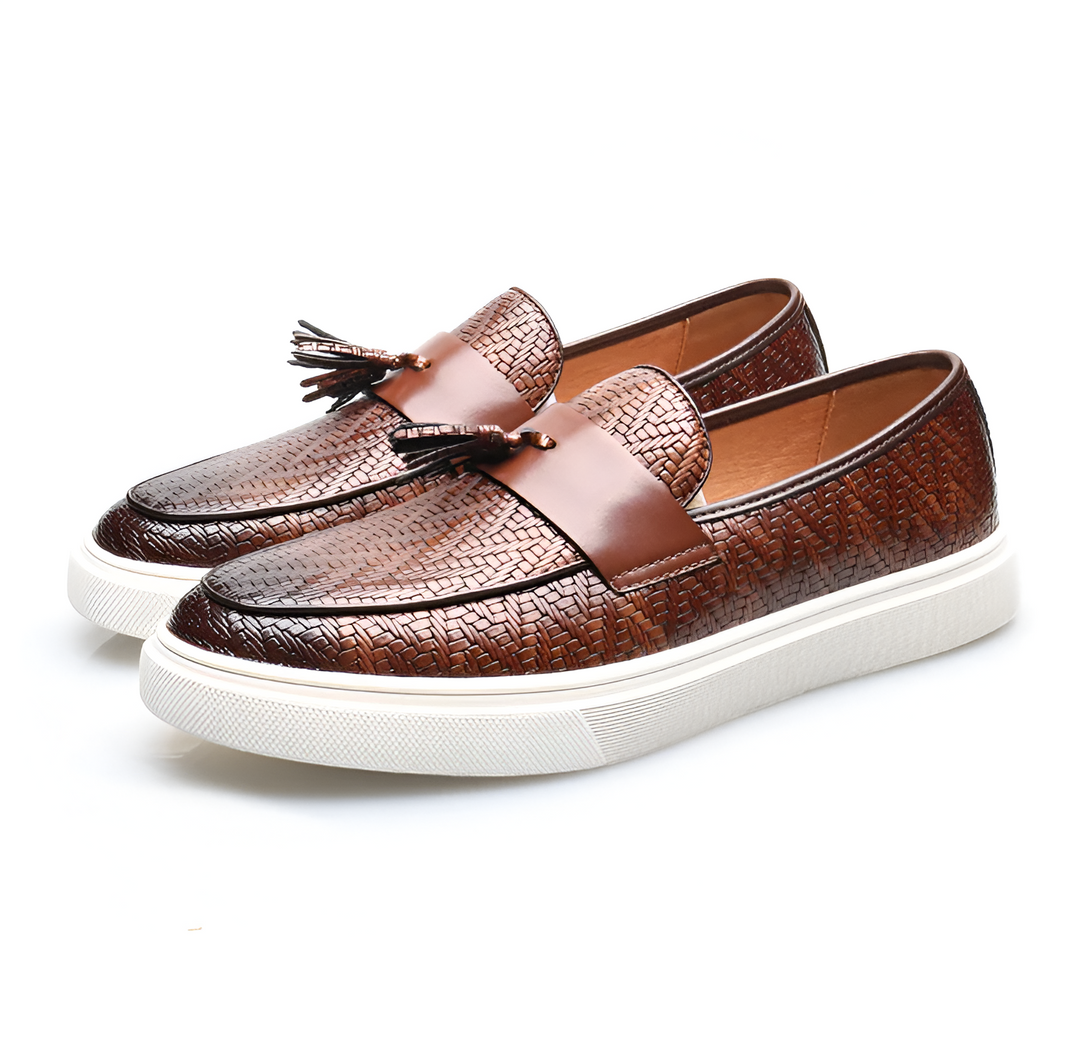 JULIEN GRAY LEATHER LOAFERS