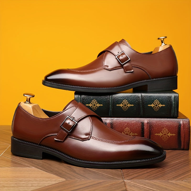 LEONARD REDFORD LEATHER MONK STRAP SHOES