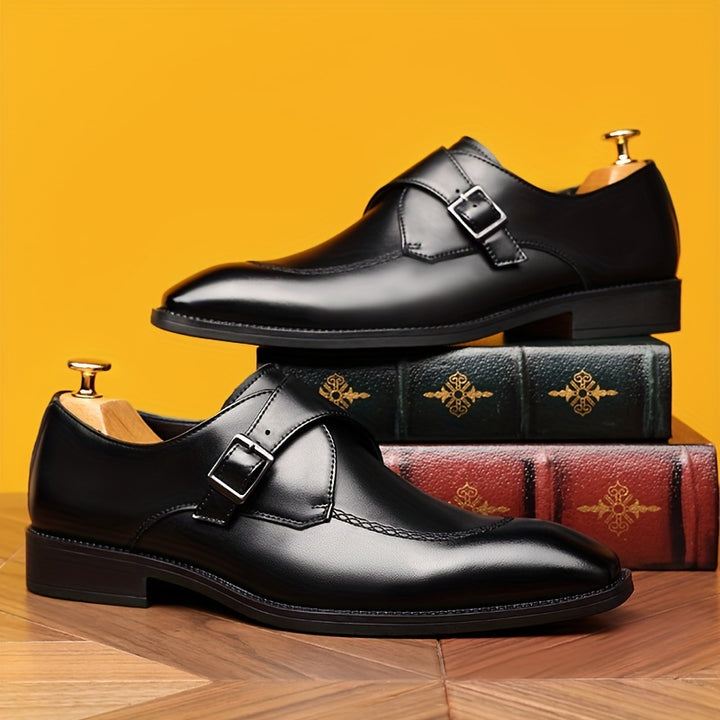 LEONARD REDFORD LEATHER MONK STRAP SHOES