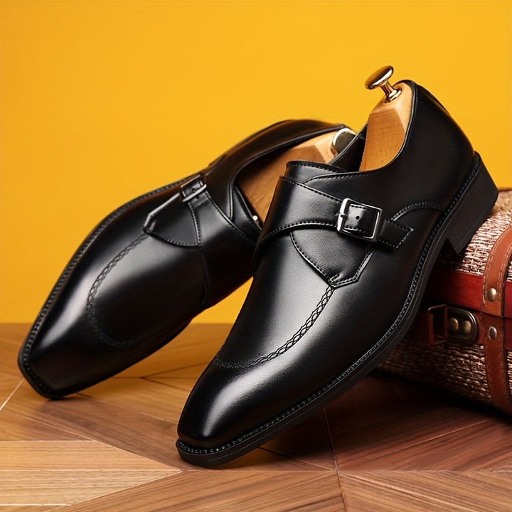 LEONARD REDFORD LEATHER MONK STRAP SHOES