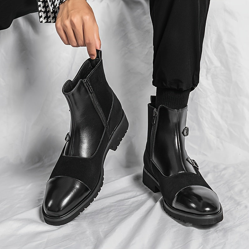 PHILIP BARRINGTON HIGH-TOP LEATHER MONK STRAP BOOTS