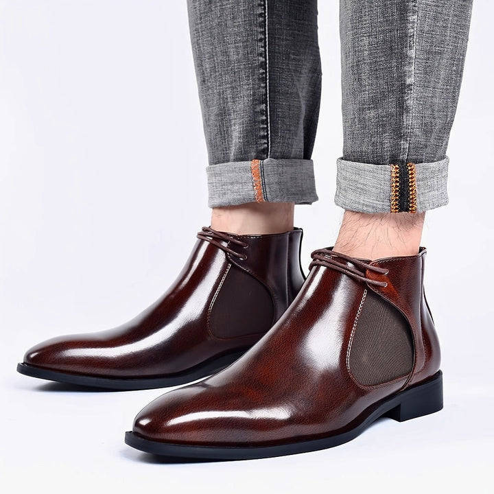 SIMON MONTAGUE DOUBLE-LACED LEATHER BOOTS