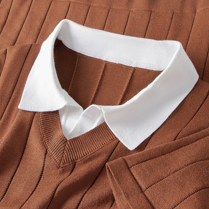 VICTOR LANCASTER LAYERED KNIT POLO