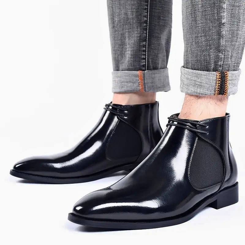 SIMON MONTAGUE DOUBLE-LACED LEATHER BOOTS