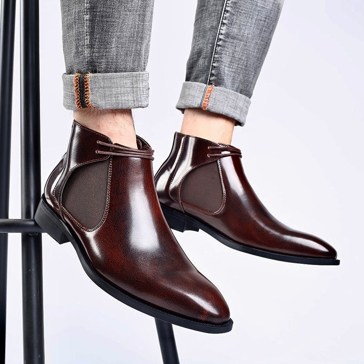 SIMON MONTAGUE DOUBLE-LACED LEATHER BOOTS