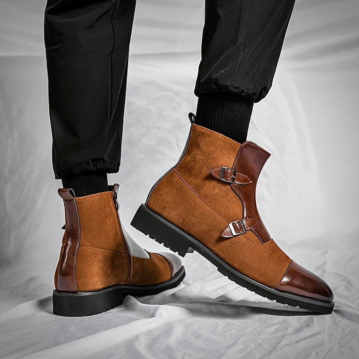 PHILIP BARRINGTON HIGH-TOP LEATHER MONK STRAP BOOTS