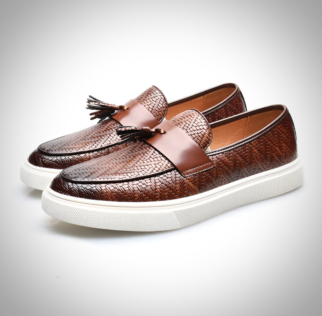 JULIEN GRAY LEATHER LOAFERS