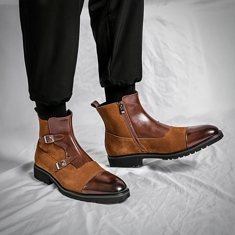 PHILIP BARRINGTON HIGH-TOP LEATHER MONK STRAP BOOTS