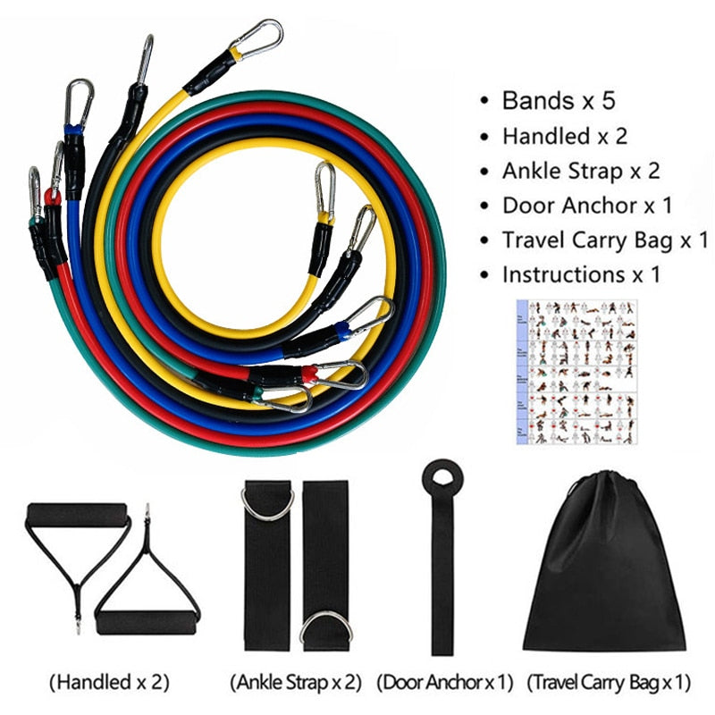 Professional Latex Resistance Bands with 5 different resistance levels