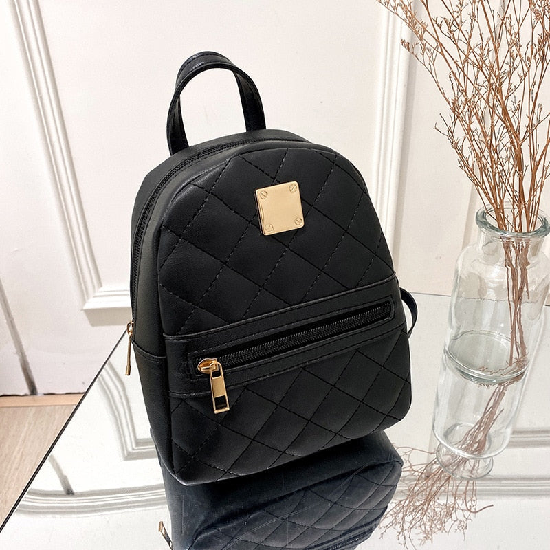 "GOLDEN SQUARE" - PU Leather Backpack