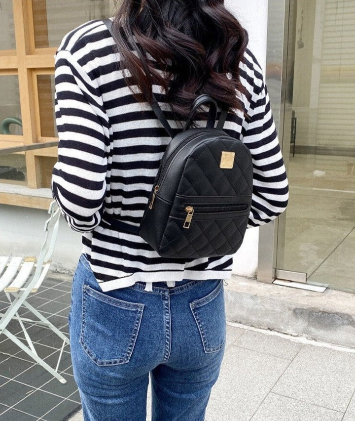 "GOLDEN SQUARE" - PU Leather Backpack