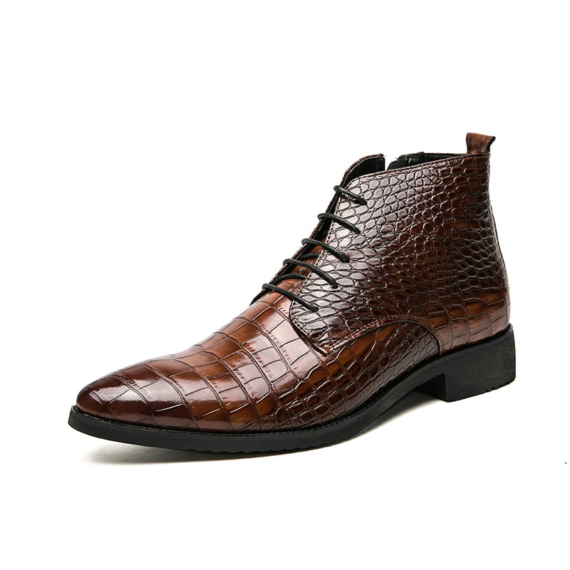 LEONARD HANOCH LEATHER LACE-UP BOOTS