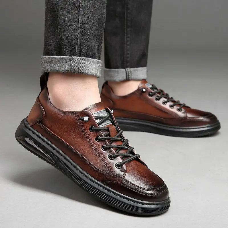 FABIO RUSSO LEATHER SNEAKERS