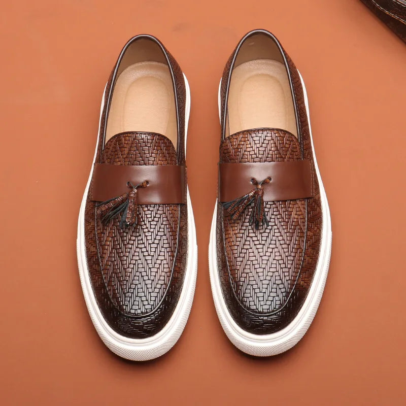 JULIEN GRAY LEATHER LOAFERS