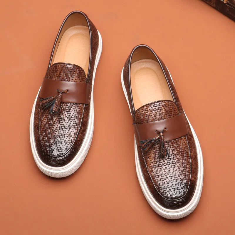 JULIEN GRAY LEATHER LOAFERS