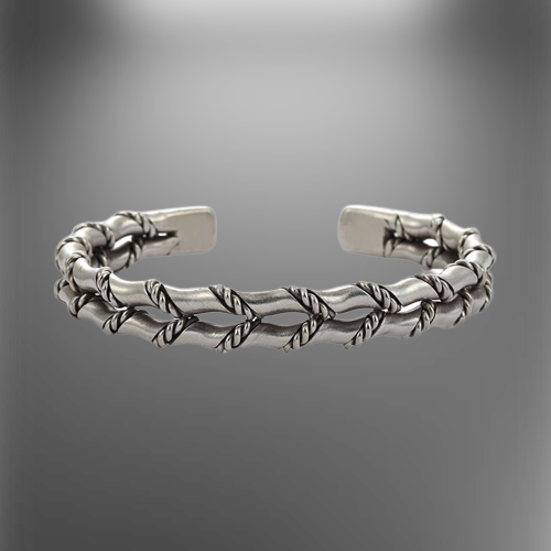 Double Silver Ropes Bracelet for Men