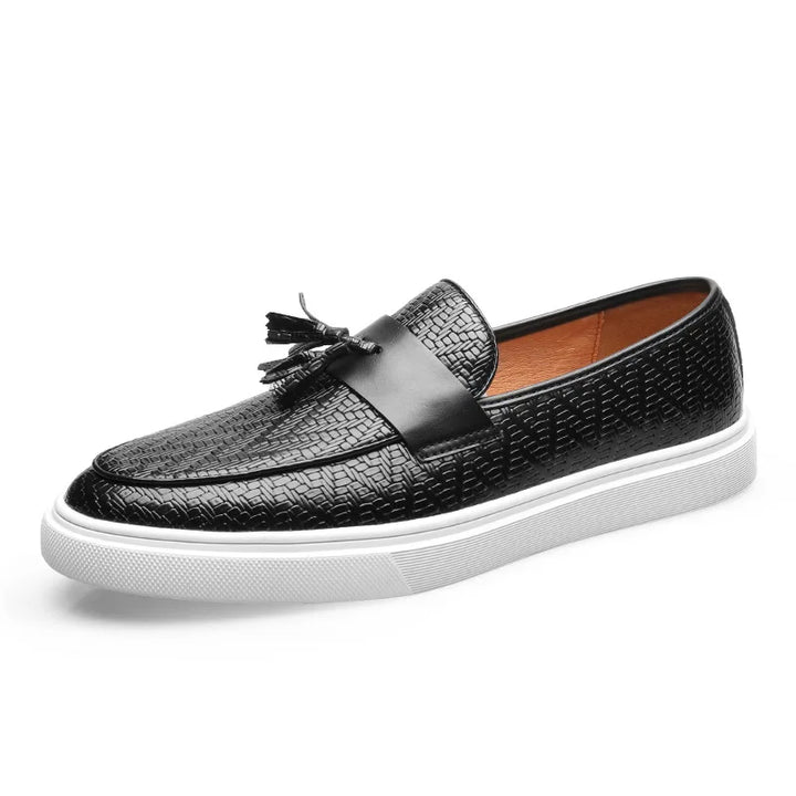 JULIEN GRAY LEATHER LOAFERS