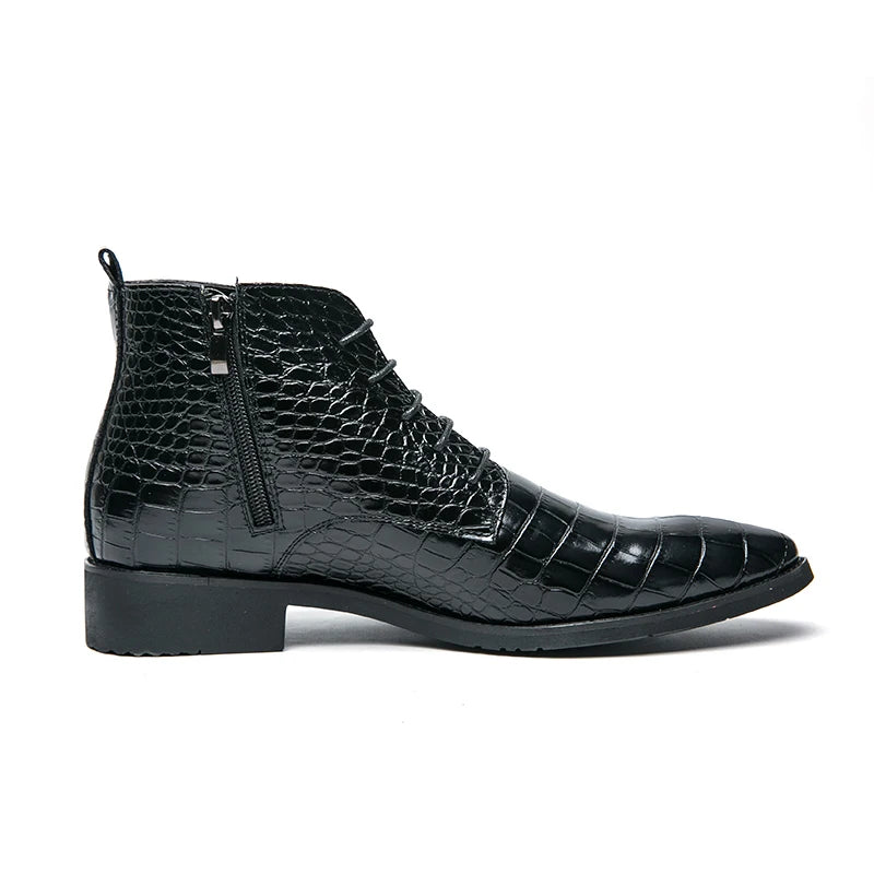 LEONARD HANOCH LEATHER LACE-UP BOOTS