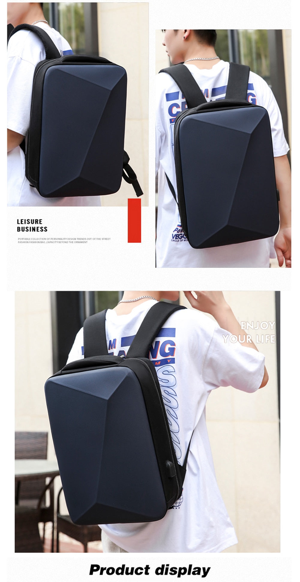 Waterproof Multifunction Hard Shell Backpack+Usb Charging