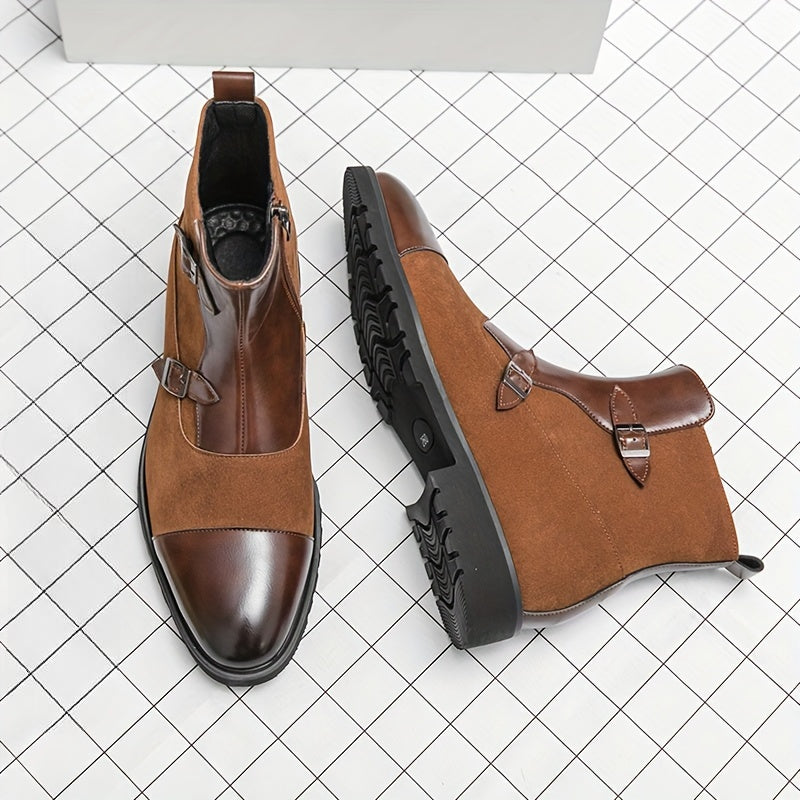 PHILIP BARRINGTON HIGH-TOP LEATHER MONK STRAP BOOTS