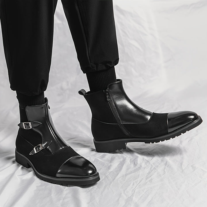 PHILIP BARRINGTON HIGH-TOP LEATHER MONK STRAP BOOTS