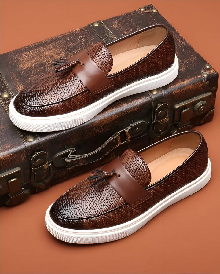 JULIEN GRAY LEATHER LOAFERS