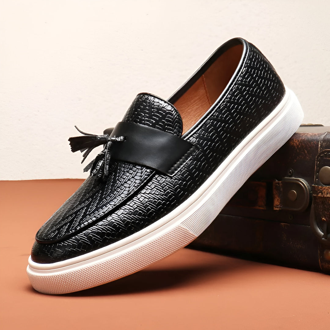 JULIEN GRAY LEATHER LOAFERS