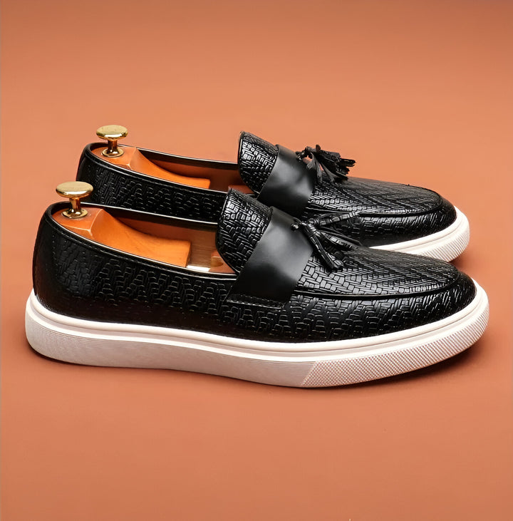 JULIEN GRAY LEATHER LOAFERS